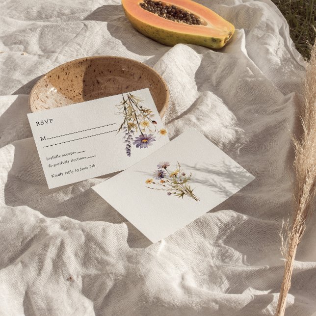 Elegant Purple Floral Boho Chic Unique Wedding RSVP Card (Creator Uploaded)