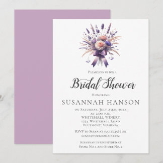 Elegant Purple Floral Bouquet Bridal Shower | Invitation
