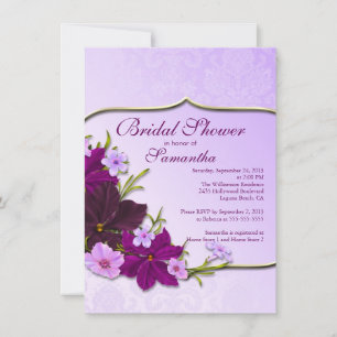 Elegant Purple Floral Bridal Shower Invitation