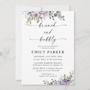 Elegant Purple Floral Bridal Shower Invitation
