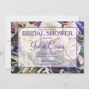 Elegant Purple Floral Bridal Shower Invitation