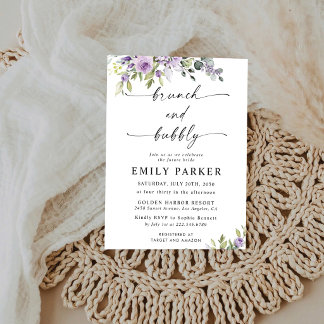 Elegant Purple Floral Bridal Shower Invitation