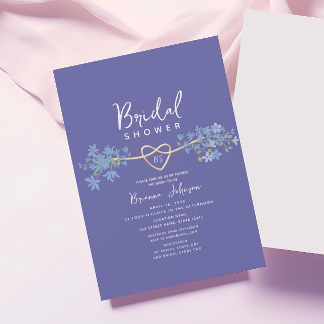 Elegant Purple Floral Bridal Shower Invitation (Creator Uploaded)