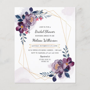 Elegant Purple Floral Bridal Shower Invitation