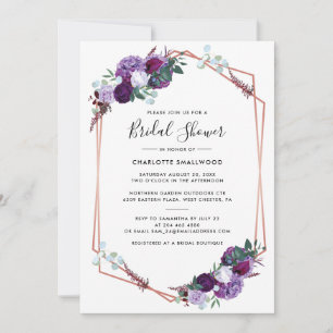 Elegant Purple Floral Bridal Shower Invitation