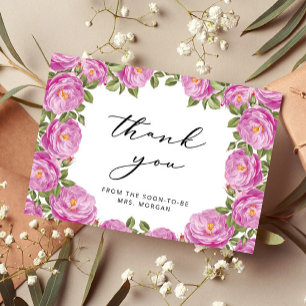 Elegant Purple Floral Bridal Shower Thank You Card