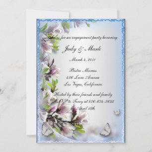 Elegant Purple Floral Butterfly Engagement Party Invitation