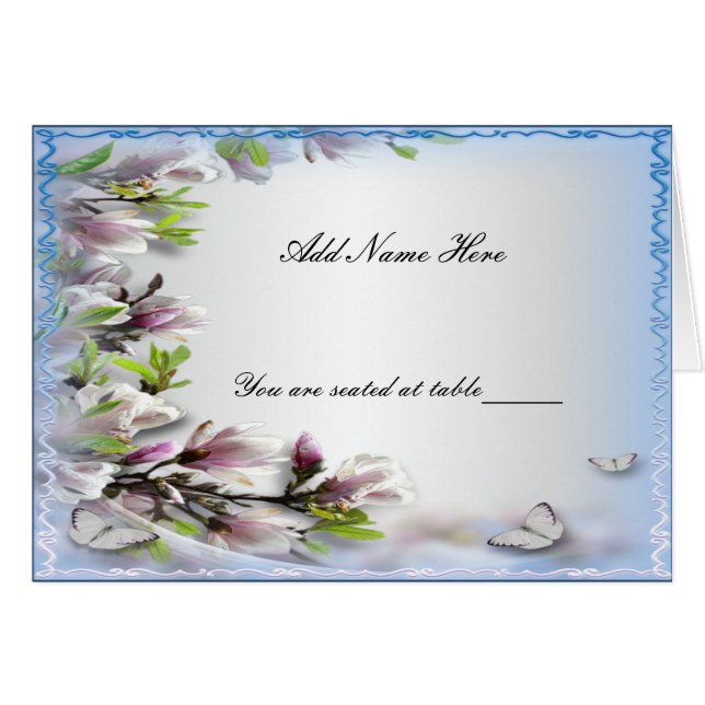 Elegant Purple Floral Butterfly Table Place Card (Front Horizontal)