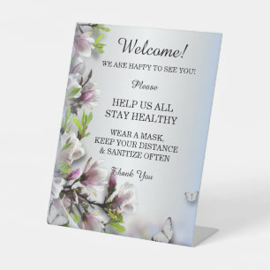 Elegant Purple Floral Butterfly Wedding Safety Pedestal Sign