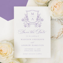 Elegant Purple Floral Crest Wedding