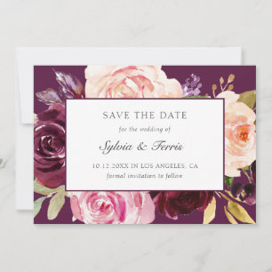 Elegant Purple Floral Fall Save The Date