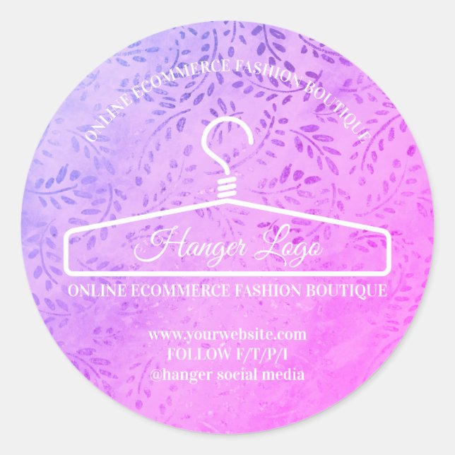 Elegant Purple Floral Fashion Stylist Classic Round Sticker (Front)