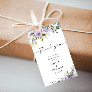 Elegant Purple Floral Floral Gift Tag