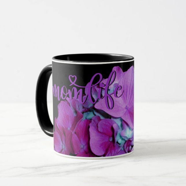 Elegant purple floral flowers Best Mum Eer Mug (Front Left)