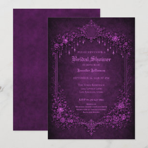 Elegant purple floral Gothic Bridal Shower Announcement