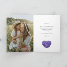 Elegant Purple Floral Heart Photo Mother's Day