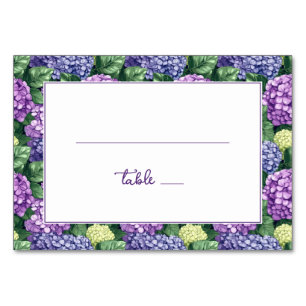 Elegant Purple Floral Hydrangea Table Number