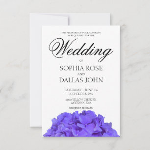 Elegant purple floral hydrangea Wedding Invitation