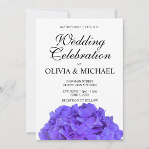 Elegant purple floral hydrangea Wedding Invitation