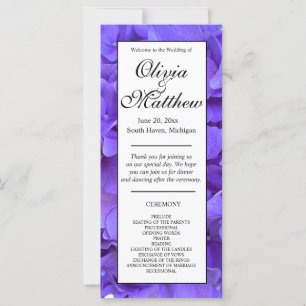 Elegant purple floral hydrangeas Wwedding program