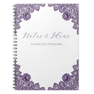 Elegant Purple Floral Lace Rustic Notes & Ideas Notebook