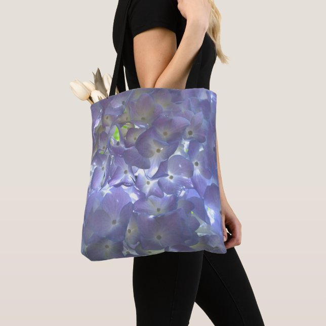 Elegant purple floral Lavender Hydrangeas Tote Bag (Close Up)