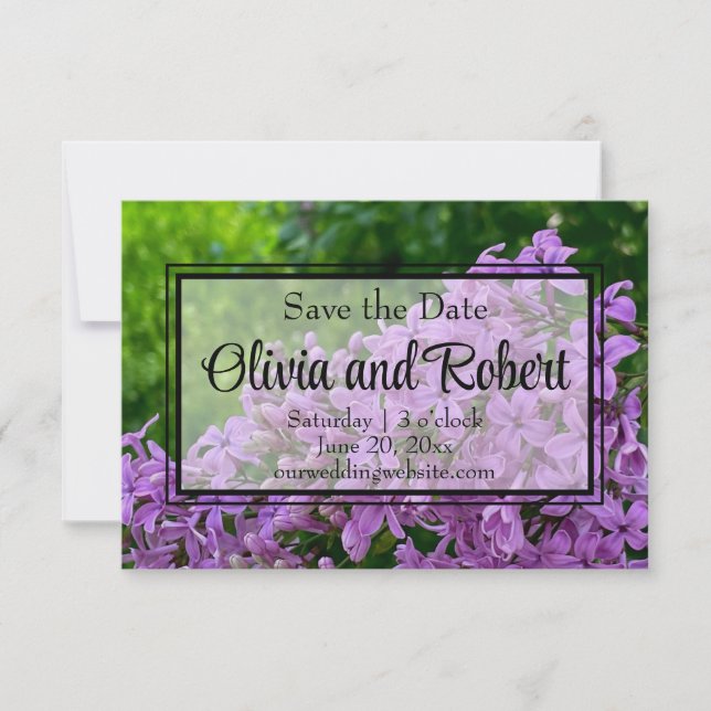 Elegant purple floral Lilac Save the Date (Front)
