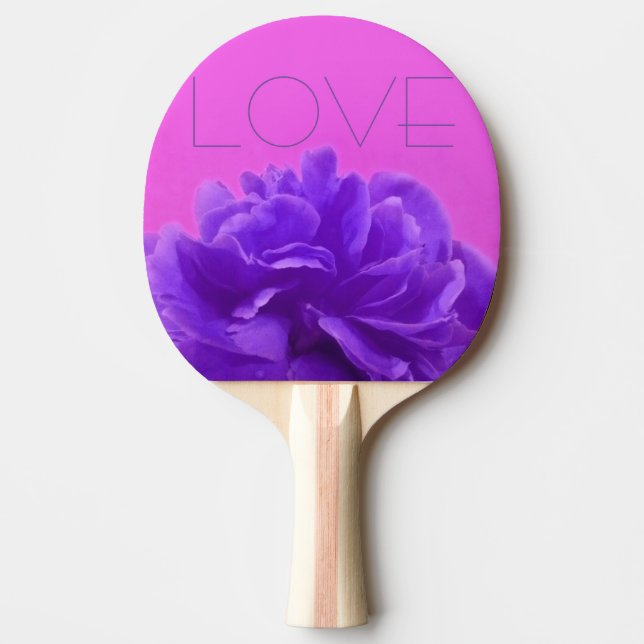 Elegant Purple Floral Love Ping Pong Paddle (Front)