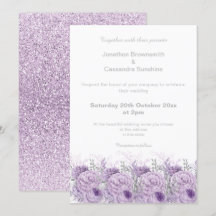 ELEGANT PURPLE FLORAL  MARBLE GLITTER WEDDING
