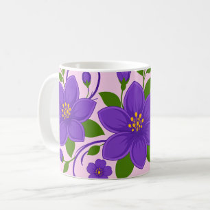 Elegant Purple Floral Ornament Pattern Coffee Mug