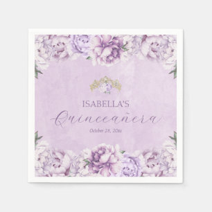 Elegant Purple Floral Party Quinceañera Napkin
