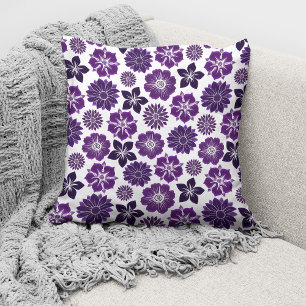 Elegant Purple Floral Pattern Cushion