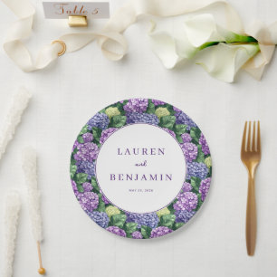 Elegant Purple Floral Pattern Paper Plate