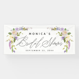 Elegant Purple Floral Personalised Bridal Shower Banner
