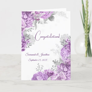 Elegant Purple Floral Personalised Wedding Card