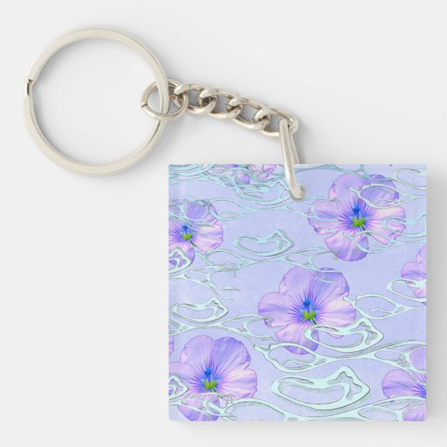 Elegant Purple Floral Phone Case – Botanical Art D Key Ring (Front)