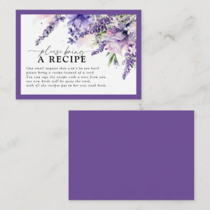 Elegant Purple Floral  Please Bring A Recipe Enclosure Card
