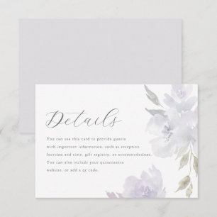 Elegant Purple Floral Quinceanera Guest Details RSVP Card