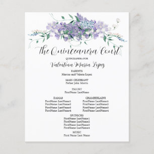 Elegant Purple Floral Quinceanera Program