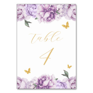 Elegant Purple Floral Quinceañera Table Number