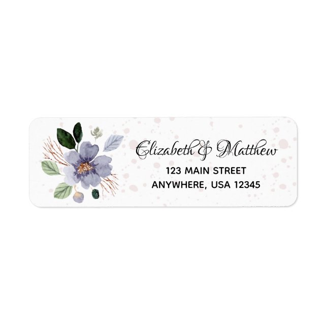 Elegant Purple Floral Return Address (Front)