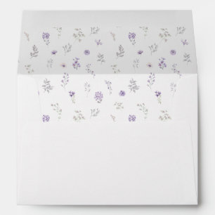 Elegant purple floral rustic romantic wedding envelope