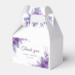 Elegant Purple Floral Rustic Wedding Favour Box