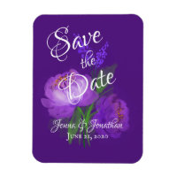Elegant Purple Floral Script Wedding Save the Date