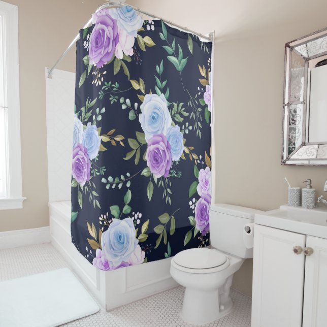 Elegant  purple floral shower curtain (In Situ)