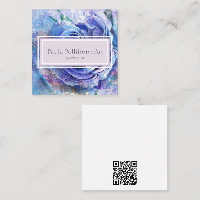 Elegant Purple Floral  Square Business Card (Front/Back)