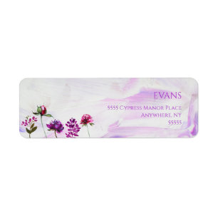 Elegant Purple Floral Stems Address Label