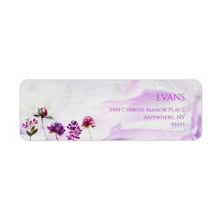 Elegant Purple Floral Stems Address Label