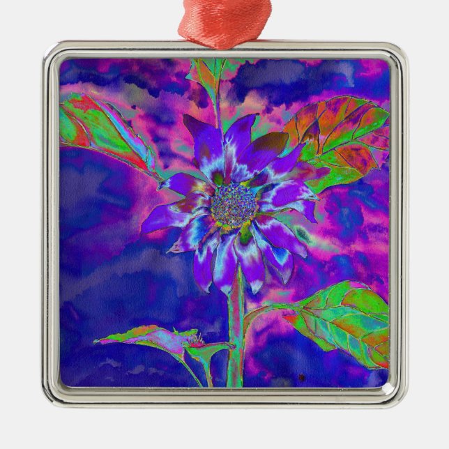 Elegant purple floral sunflower metal tree decoration (Front)