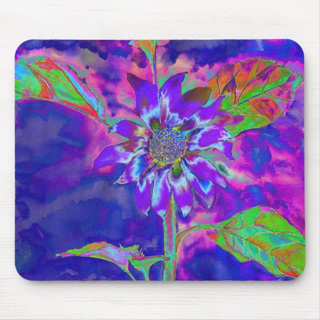 Elegant purple floral sunflower mouse mat (Front)